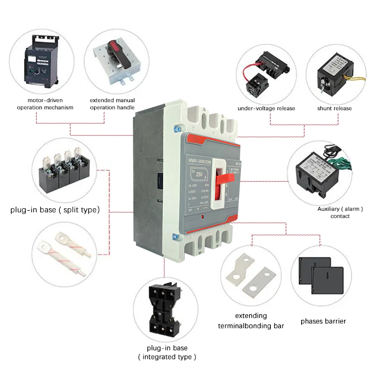 MNS-1000N 1000A Amps 4P Four Poles Industry Electrical Fixed Air Switch MCCB C Curve AC800V 50KA Moulded Case Circuit Breaker