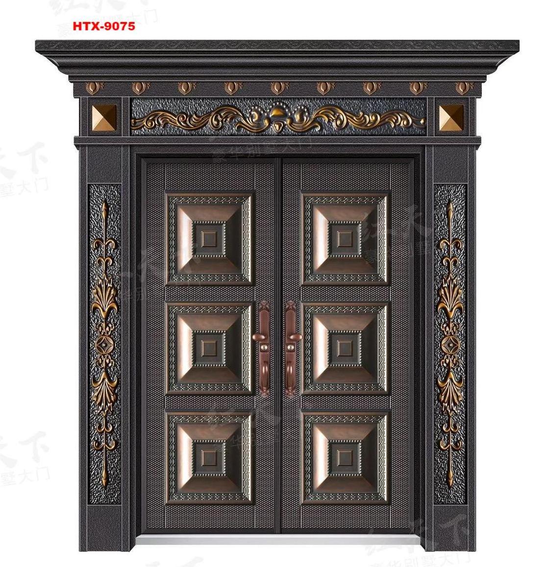 Latest main gate designs security door apartments doors gate door with exterior gate decor pillars  HTX-9075