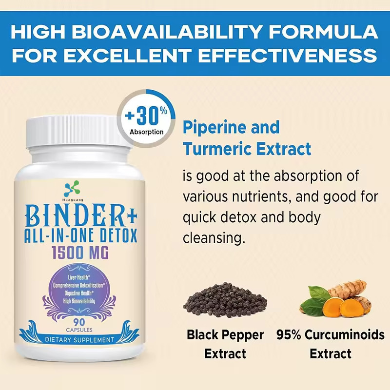 1500 MG High Bioavailability Liver Gut Detox Cleanse with Activated Charcoal Zeolite Benton All-In-One Detox Binder Supplement