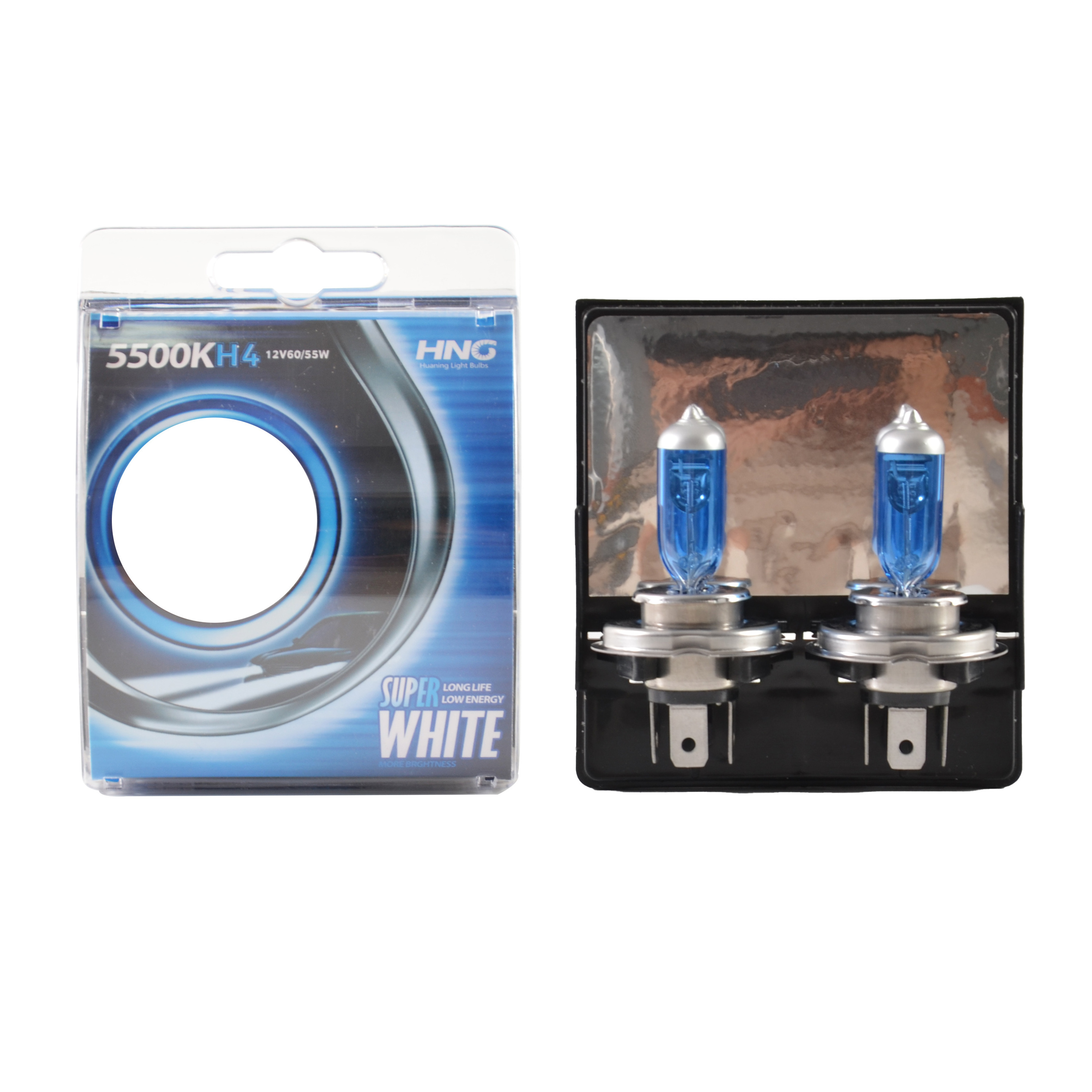 High Quality Headlight Bulb Blue Coating H4 Halogen Bulb White