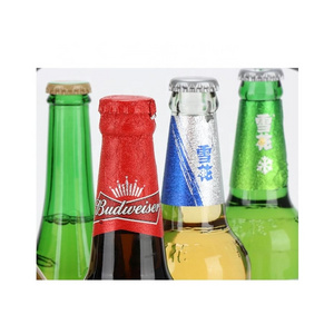 newest price wholesale custom printed embossing aluminum foil for beer bottle neck wrapping label