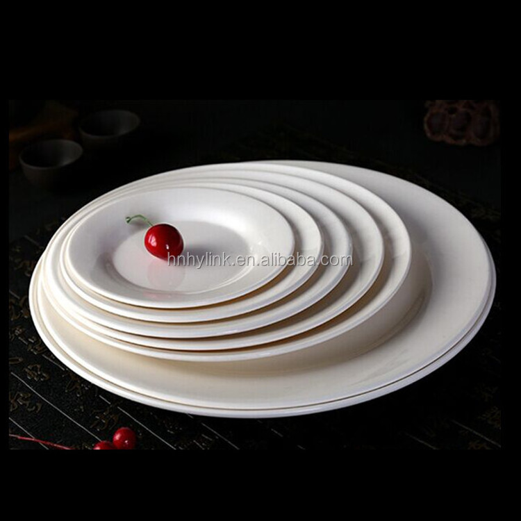 10inch Cheap Customized White Wavy Blank melamine Catering plate dinner plates for restaurant Dessert plates