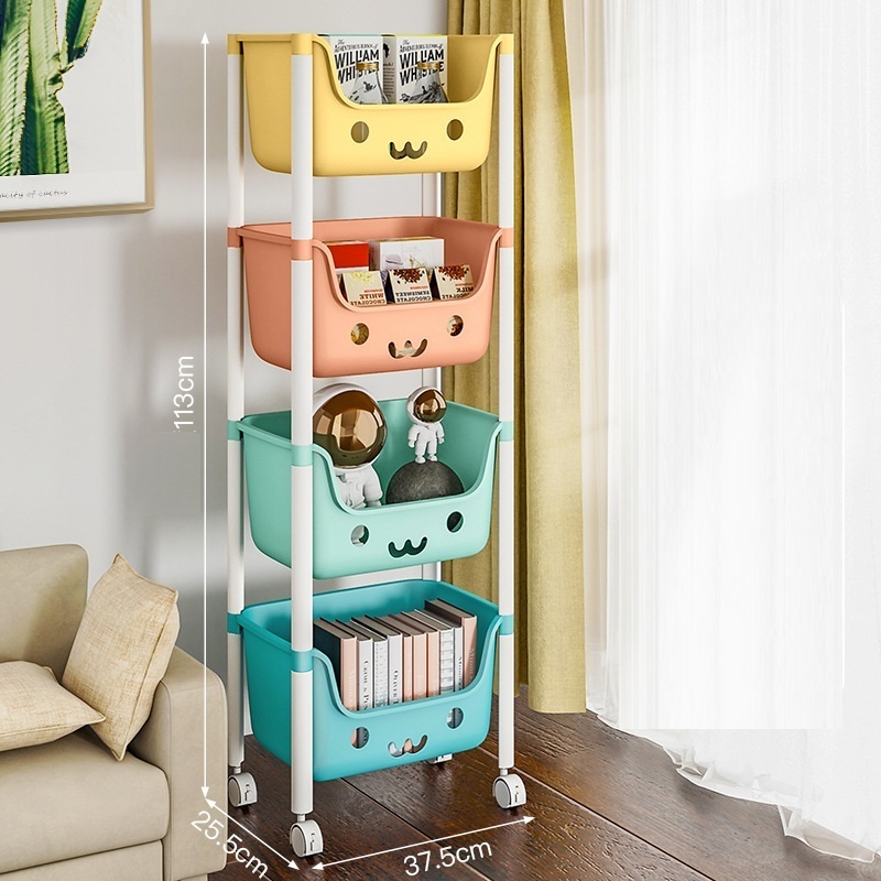 Children's toy storage rack household bookshelf picture book rack movable multi-layer sorting trolley storage rack