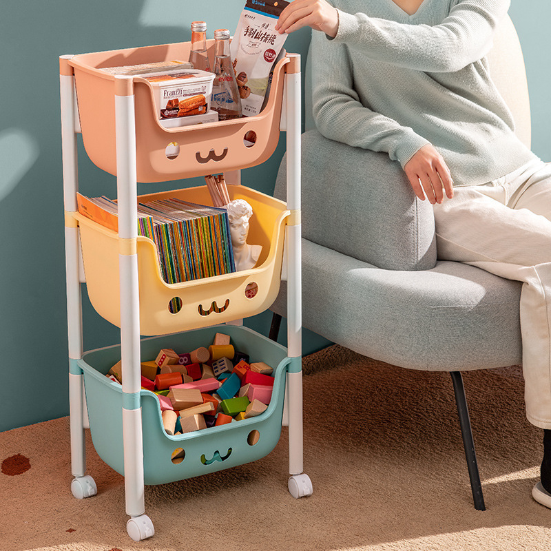 Children's toy storage rack household bookshelf picture book rack movable multi-layer sorting trolley storage rack