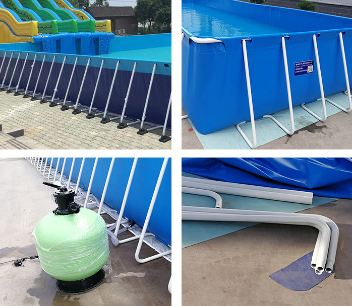 China Above ground swimming pool PVC fish farming tank portable with metal frame Flex fish canvas pond high tensile foldable