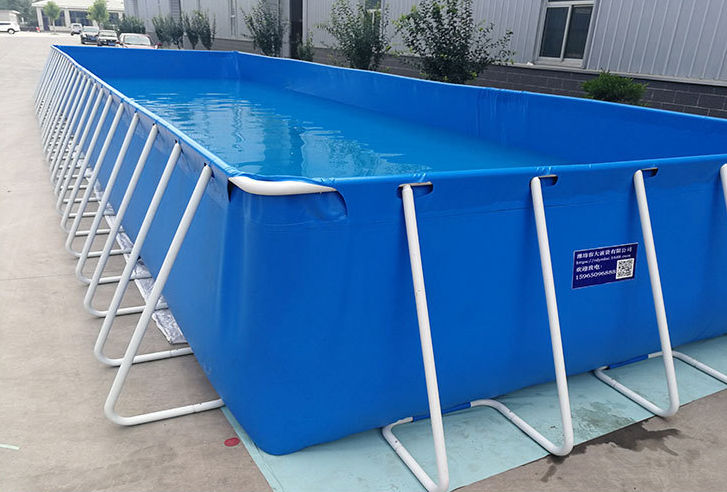 China Above ground swimming pool PVC fish farming tank portable with metal frame Flex fish canvas pond high tensile foldable