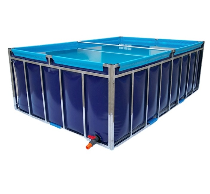 China Above ground swimming pool PVC fish farming tank portable with metal frame Flex fish canvas pond high tensile foldable