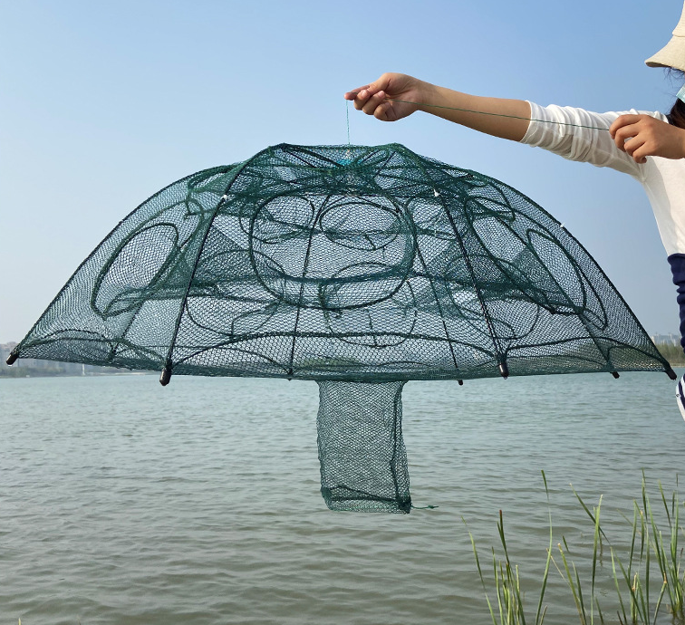 China Hot sale 4-22 holes Foldable Fishing Bait Trap Cast Net Cage automatic Crawfish Trap Crab Fish Trap