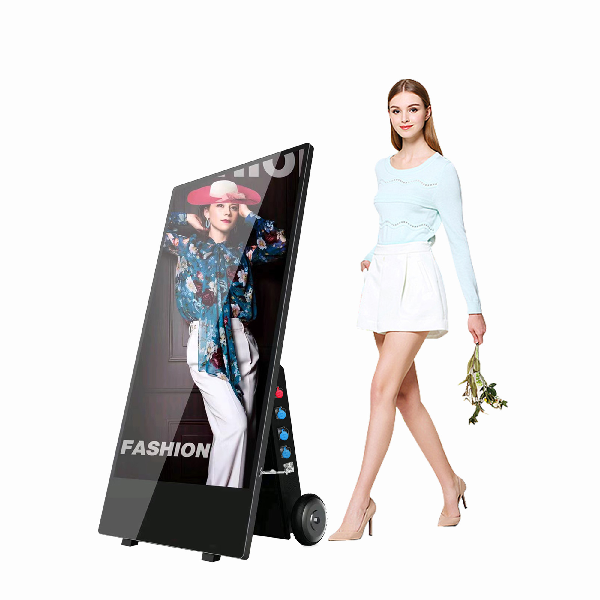 New Waterproof heat-resistant Movable Battery Powered LCD outdoor Standing digital signage display player