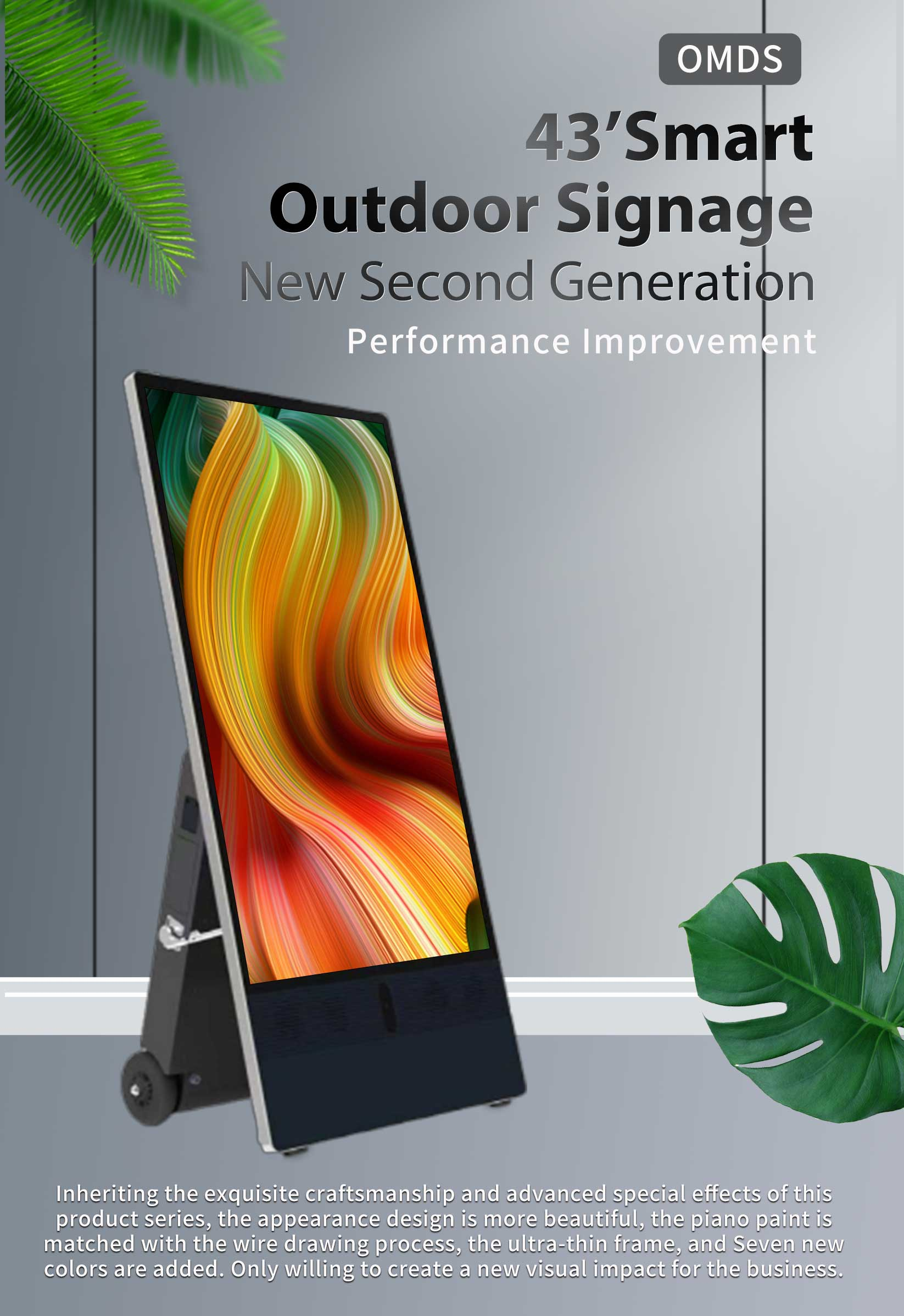 New Waterproof heat-resistant Movable Battery Powered LCD outdoor Standing digital signage display player