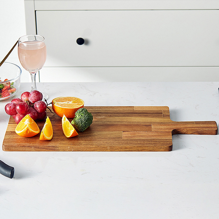 Good Design Rectangle Acacia Wooden Chartuterie Vegetables Fruits Serving Chopping Cutting Board With Handle