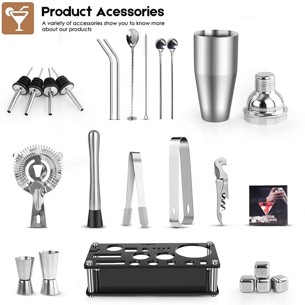 Sets For Bar Mixology Bartender Kit Stainless Steel Mixing Beverage Customized Bar Tools Bartender Set Bar Tool Kit