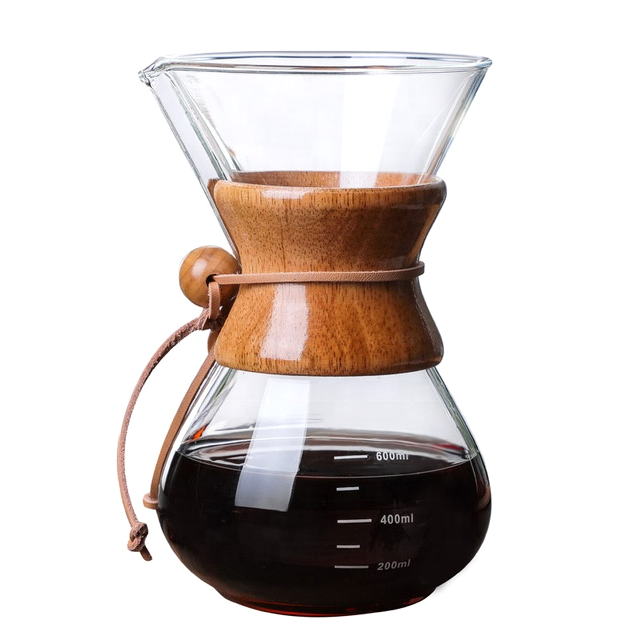 Custom Double Wall Unusual Heat Resistant Classic Coffee Pot Chemex Glass Pour Over Coffee Maker With Brewer