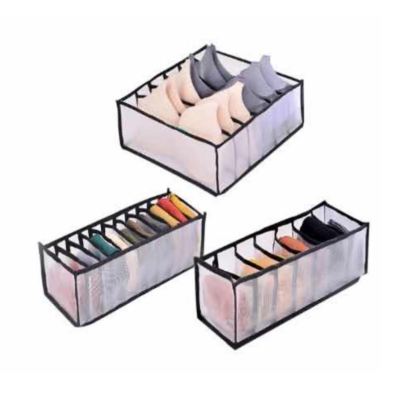 Mesh Nylon Foldable Wardrobe Drawer Inner Bra Storage Box Closet Organizer Panties Bra Storage Box