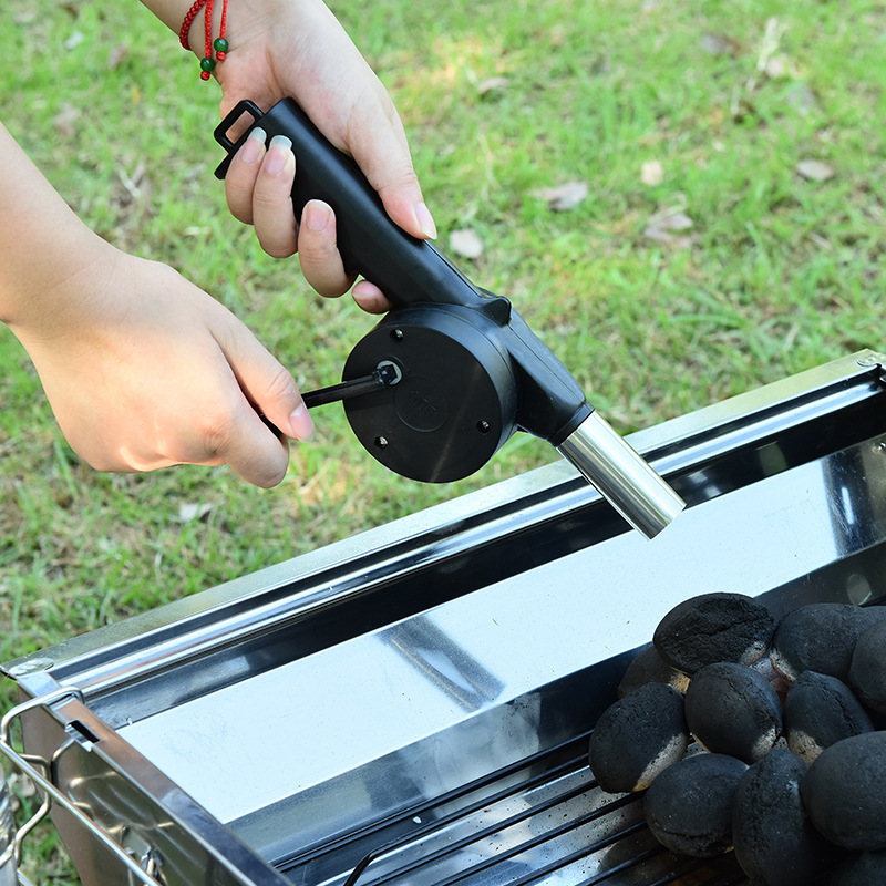 Outdoor Grilling Picnic Portable Barbecue Air Blower Hand Crank Bbq Fan With Manual Handle