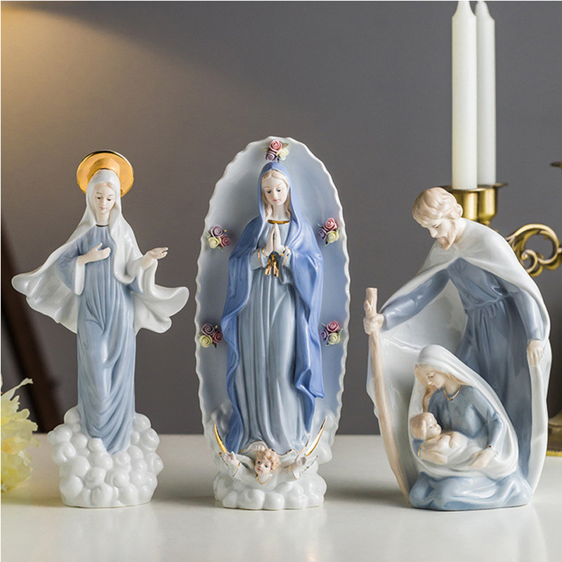 High Quality Catholic Religious Items Holy Family Decor Indoor Porcelain Nativity Ceramic Christmas Decoration