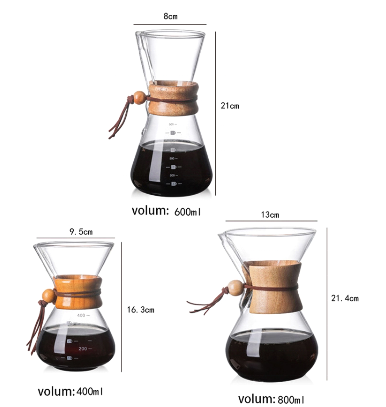 Custom Double Wall Unusual Heat Resistant Classic Coffee Pot Chemex Glass Pour Over Coffee Maker With Brewer