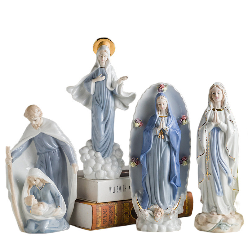 High Quality Catholic Religious Items Holy Family Decor Indoor Porcelain Nativity Ceramic Christmas Decoration