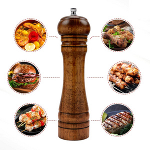 pepper grinder mill 8 inch hand wooden spice salt and pepper grinder set Solid Wood Body Pepper Mill Wooden Salt