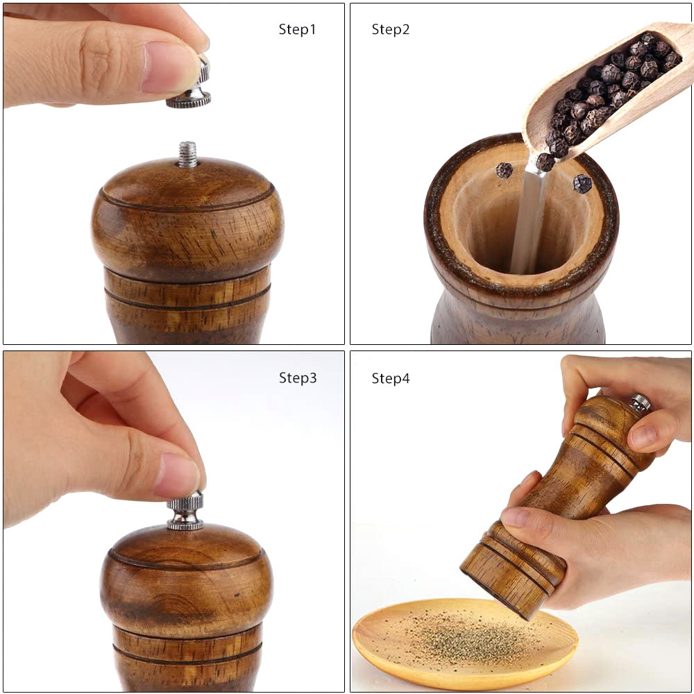 pepper grinder mill 8 inch hand wooden spice salt and pepper grinder set Solid Wood Body Pepper Mill Wooden Salt