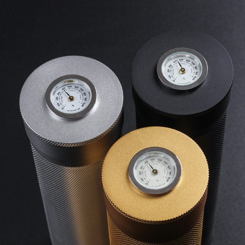 Hot Selling Wholesale Metal Aluminum Travel Cigar Case Humidor Packaging Tubes With Hygrometer Accept Custom Logo