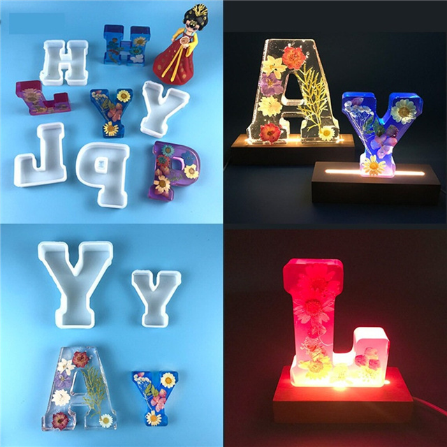 Hot Online Product DIY Shiny Resin 4 Inch A-Z 26 Single Huge Stand Letter Alphabet Silicone Molds