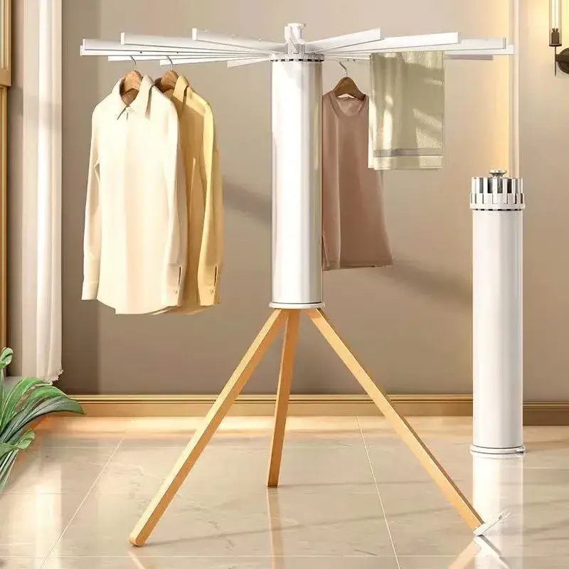 Laundry Hanger Dryer Tripod Foldable Clothes Drying Rack for Home Storage Holders & Racks Retractable Wooden Carton Box Free