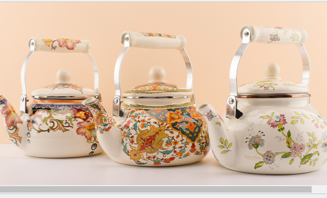 Customization Accepted Enameled Teapot Enamel On Steel Water Kettles