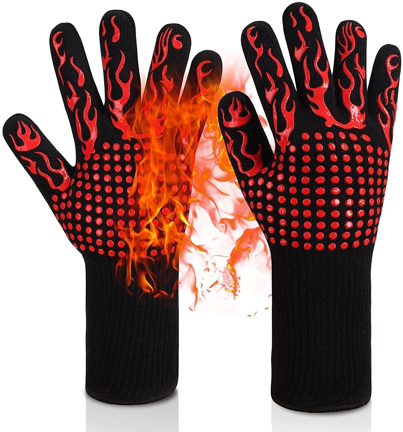 New Aramid Barbecue Cotton Silicone Oven Mitts Gloves Extreme Heat Resistant Glove Grill BBQ Glove for Cooking Baking