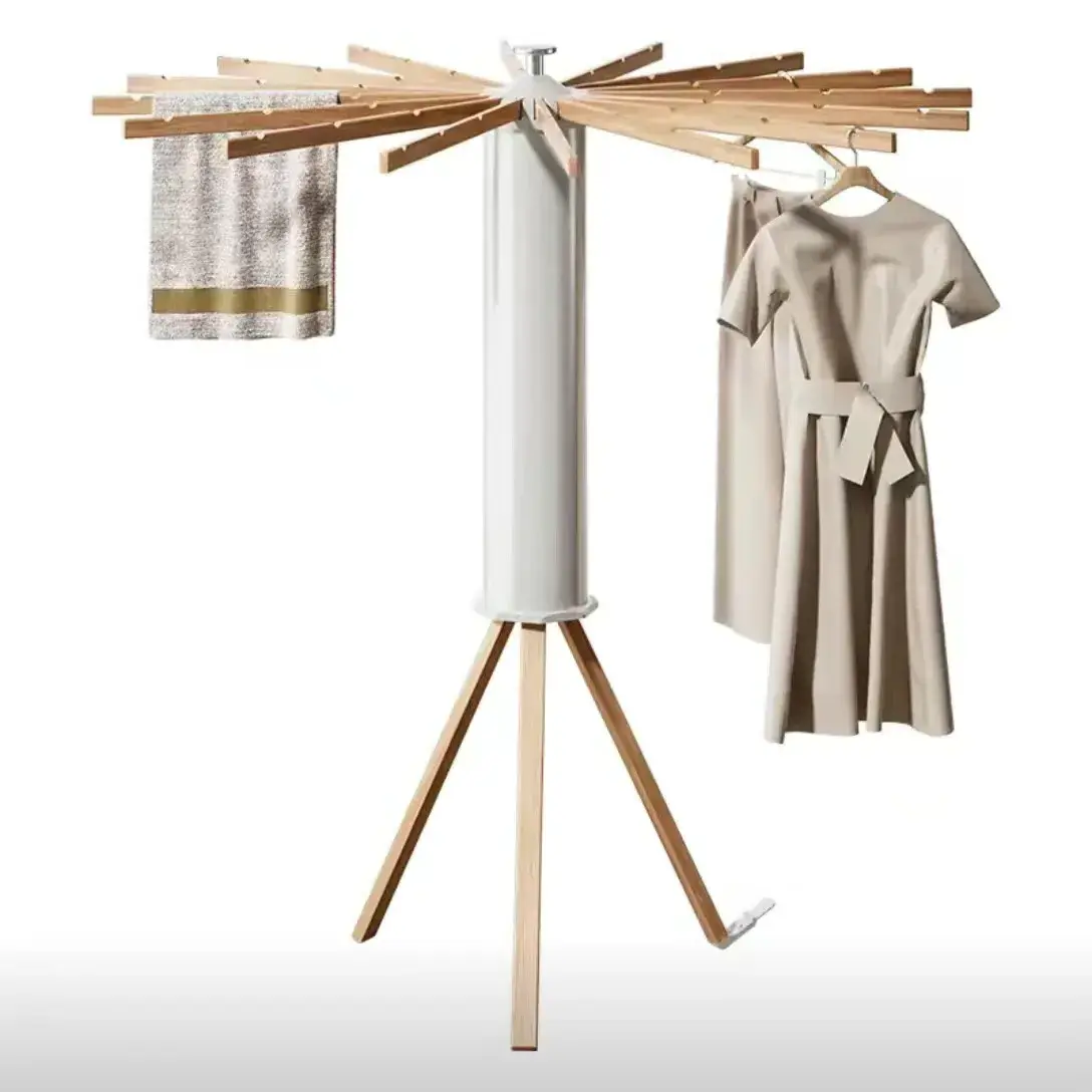 Laundry Hanger Dryer Tripod Foldable Clothes Drying Rack for Home Storage Holders & Racks Retractable Wooden Carton Box Free