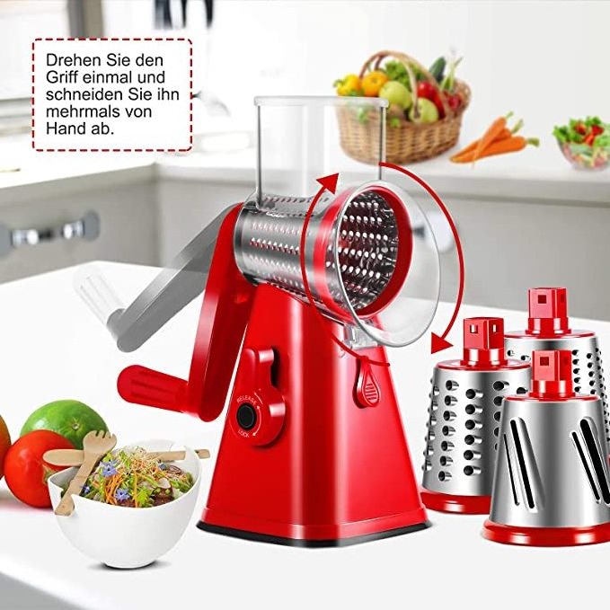 Multifunction Manual 3 In 1 Vegetable Chopper Mandoline Slicer Rotary Drum Grater Nut Shredder Veggie Rotary Cheese Grater