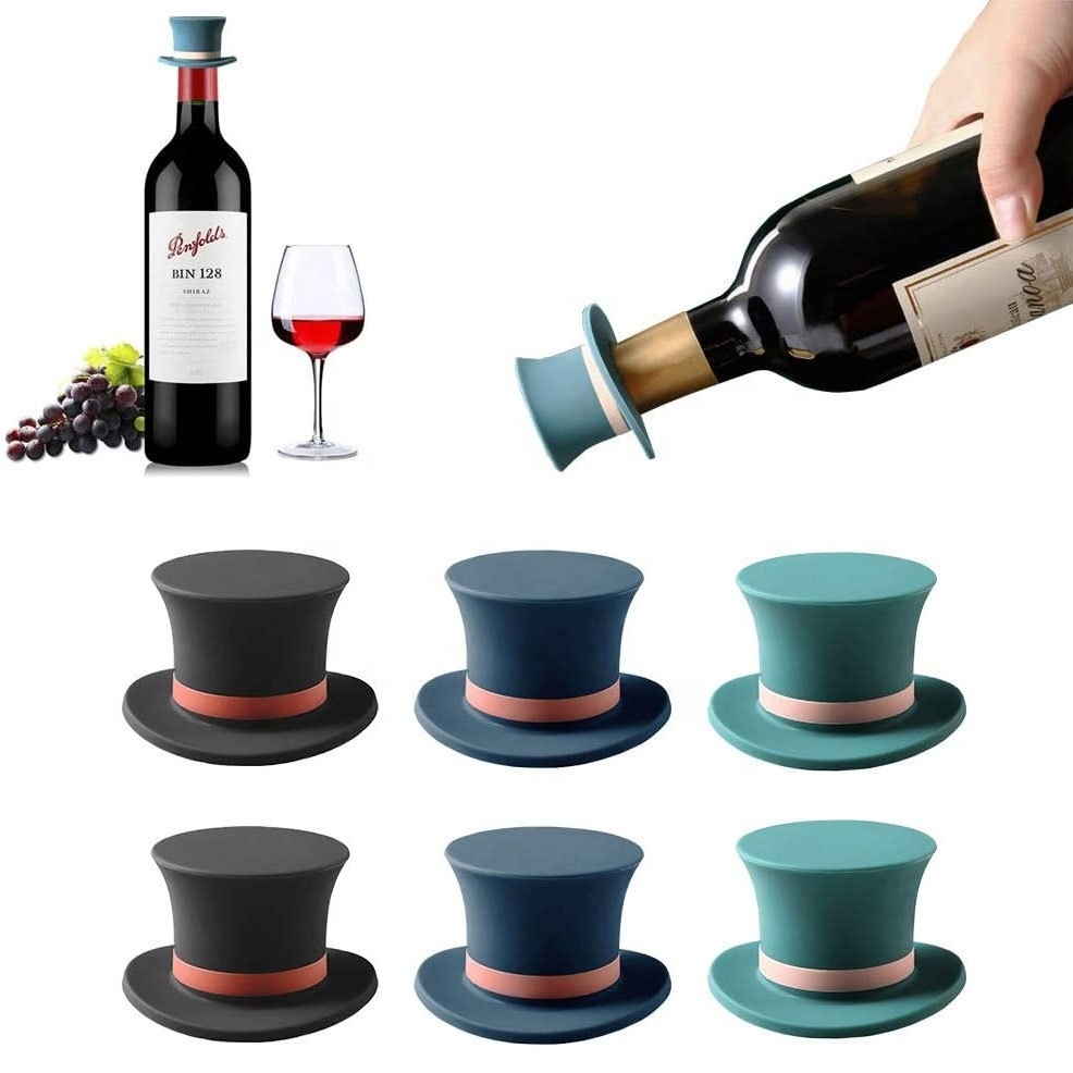 Silicone Magic Hat Wine Stopper Reusable Decorative Wine Seal Stopper For Wine Beverage Soda Champagne Beer Graduation Gift