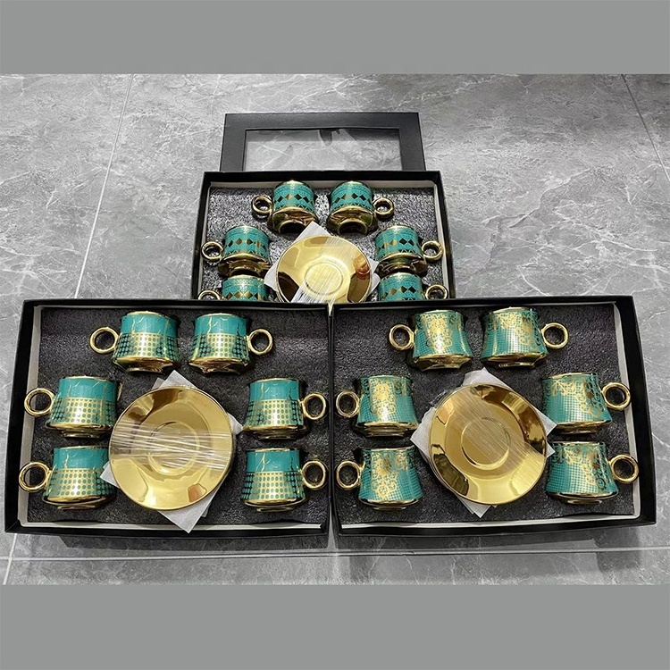 Turkish Coffee Cups Sets Of 6 Ottoman Anatolian Greek Arabic Tea Set Copper Espresso Mugs Wholesale Islamic Gift Sets