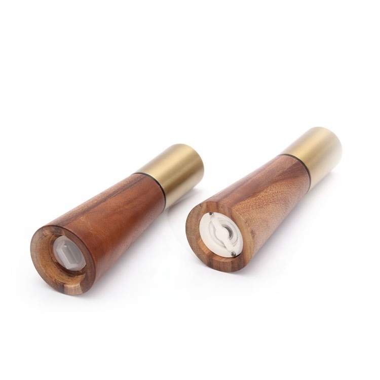 Wooden manual stainless steel salt and pepper mill and pepper shaker set Modern Salt And Pepper Mill  Grinder Set