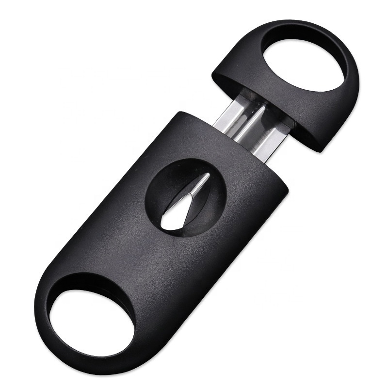 New Easy To Use Plastic Cover Light Weight Black Travel Cigar V Design Cutter With Well Polished Handle