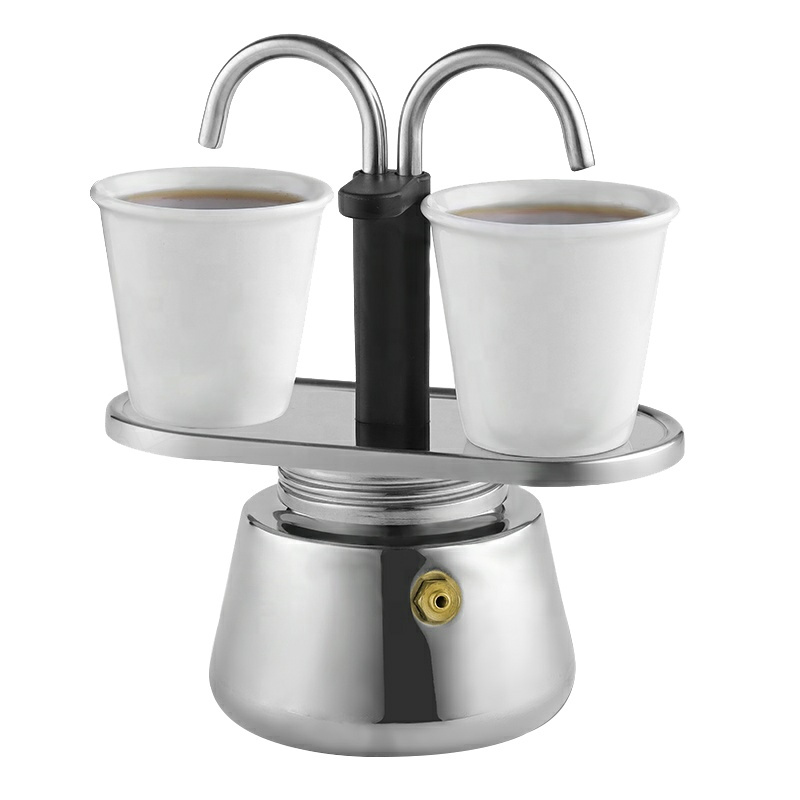 2 Cups Tube Mini Moka Set Espresso Coffee Maker Cup Shot Glasses Double Mouth Italian Espresso Coffee Shot Maker