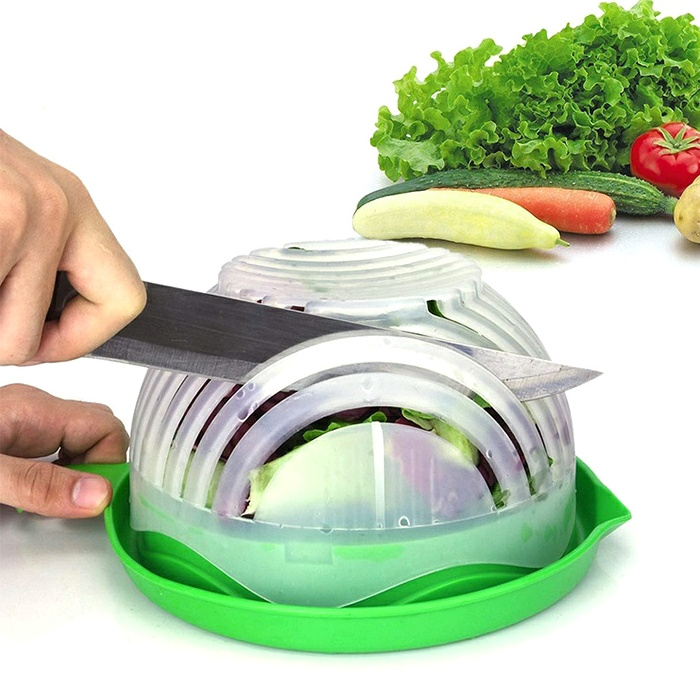 Manufactures Top Seller Vegetable Fruits Tools Cutter Slicer Chopper Bowl Plastic Kitchen Gadgets Salad Cutter Bowl