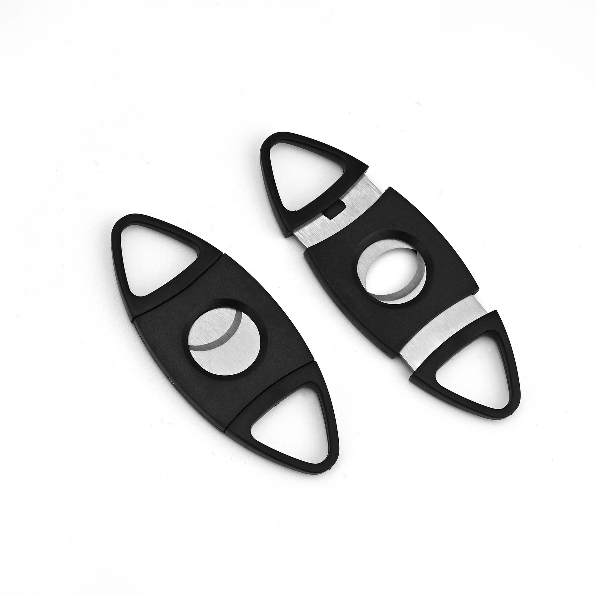 Factory Supplied Black Cigar Cutter stainless Steel Double Edged Round Head Cigar Cutting Tool