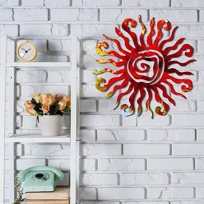 New Abstract Wacky Large Sun Metal Crafts Wall Decoration Laser Cut Pendant Wall Arts Home Decor