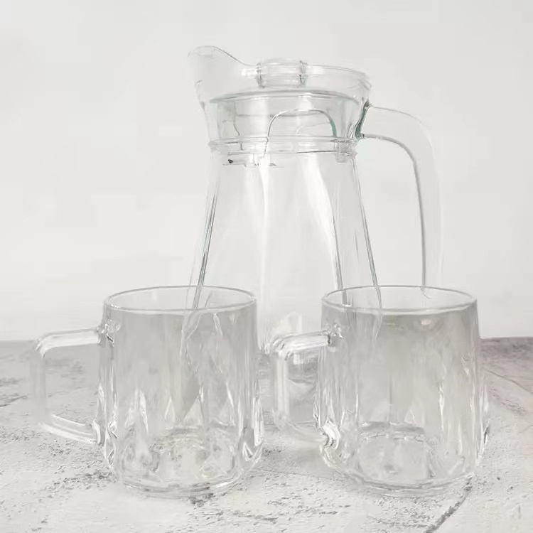 1300ml+300ml*4 Water And Milk Jug Transparent Borosilicate Glass Pitcher Set With Gift Box