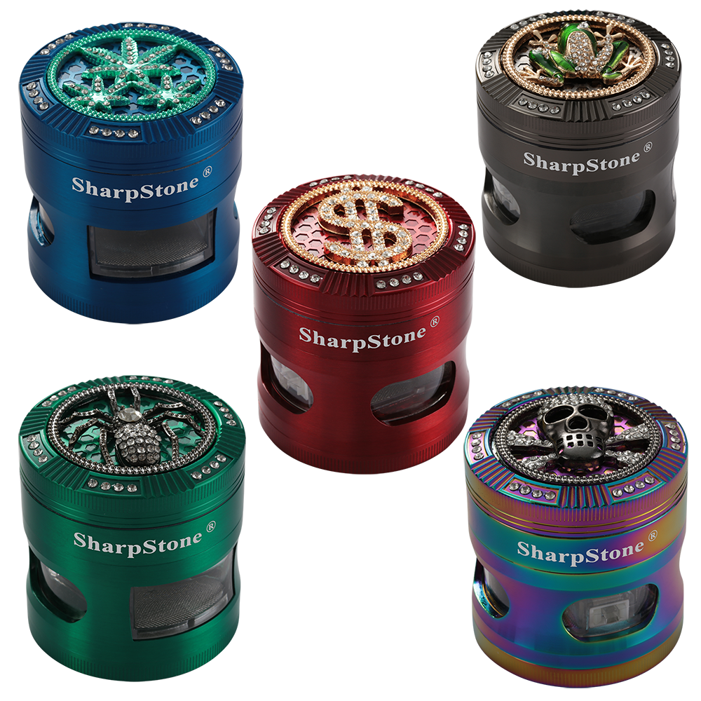 SHARPSTONE Herb Grinder With Zinc Alloy 63 Point Diamond Animal Waist Drawer