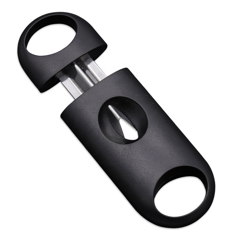 New Easy To Use Plastic Cover Light Weight Black Travel Cigar V Design Cutter With Well Polished Handle