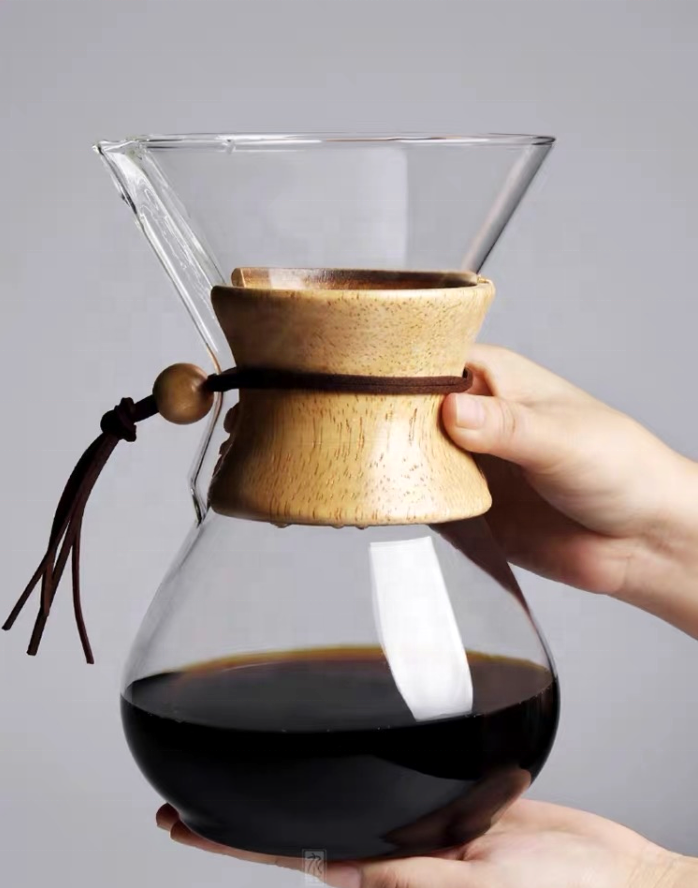 Custom Double Wall Unusual Heat Resistant Classic Coffee Pot Chemex Glass Pour Over Coffee Maker With Brewer