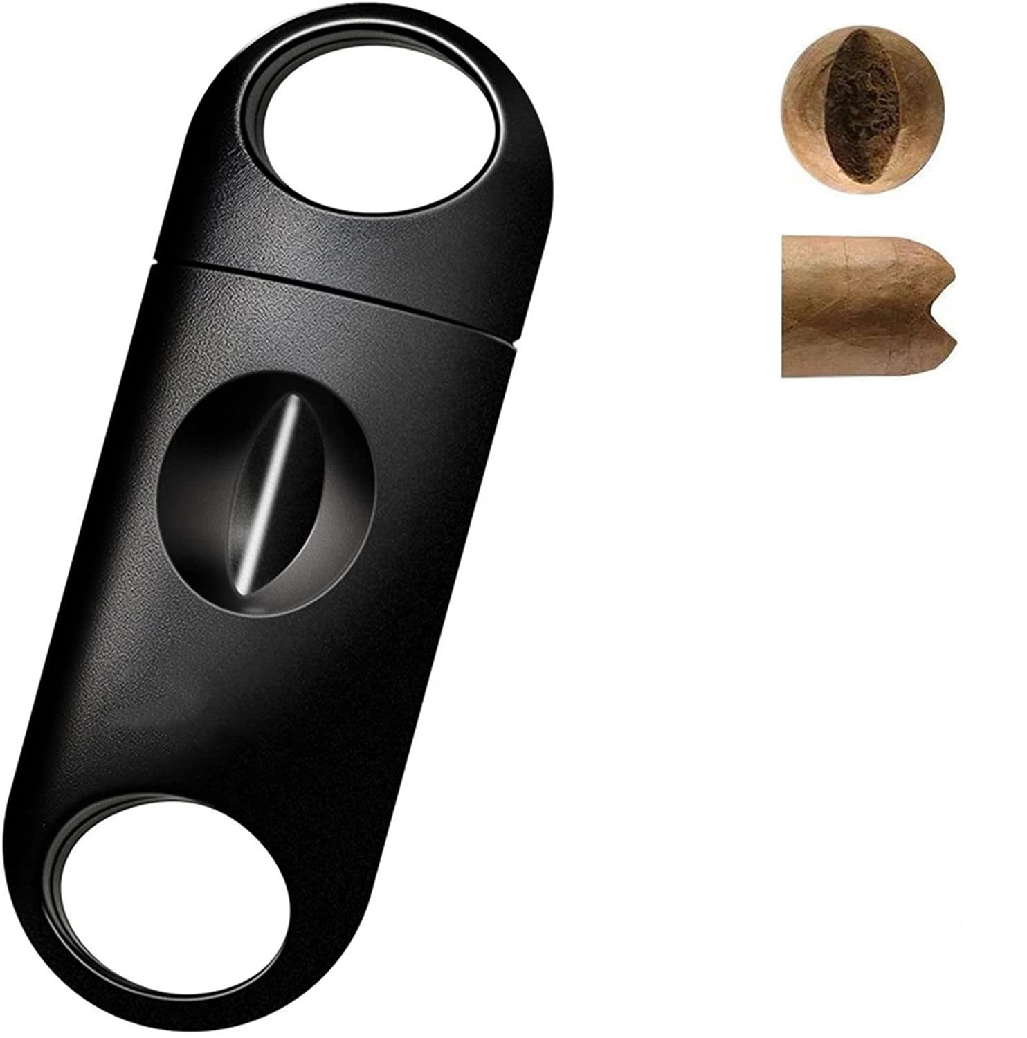 New Easy To Use Plastic Cover Light Weight Black Travel Cigar V Design Cutter With Well Polished Handle