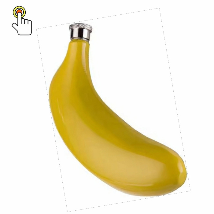 Custom novelty metal personalized classic banana stainless steel clear glass bottle hip flask