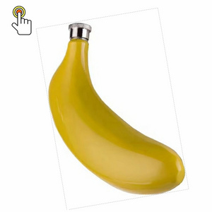 Custom novelty metal personalized classic banana stainless steel clear glass bottle hip flask