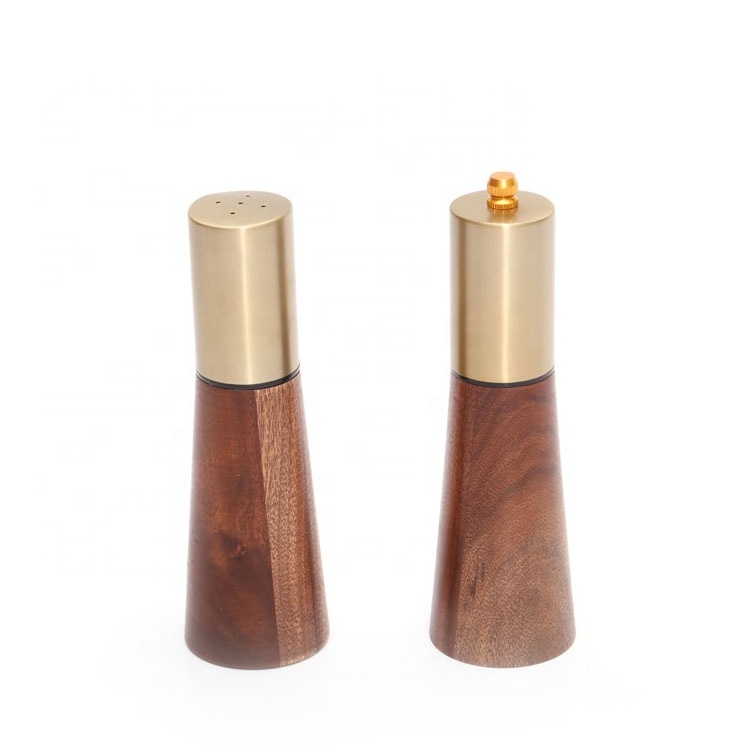 Wooden manual stainless steel salt and pepper mill and pepper shaker set Modern Salt And Pepper Mill  Grinder Set