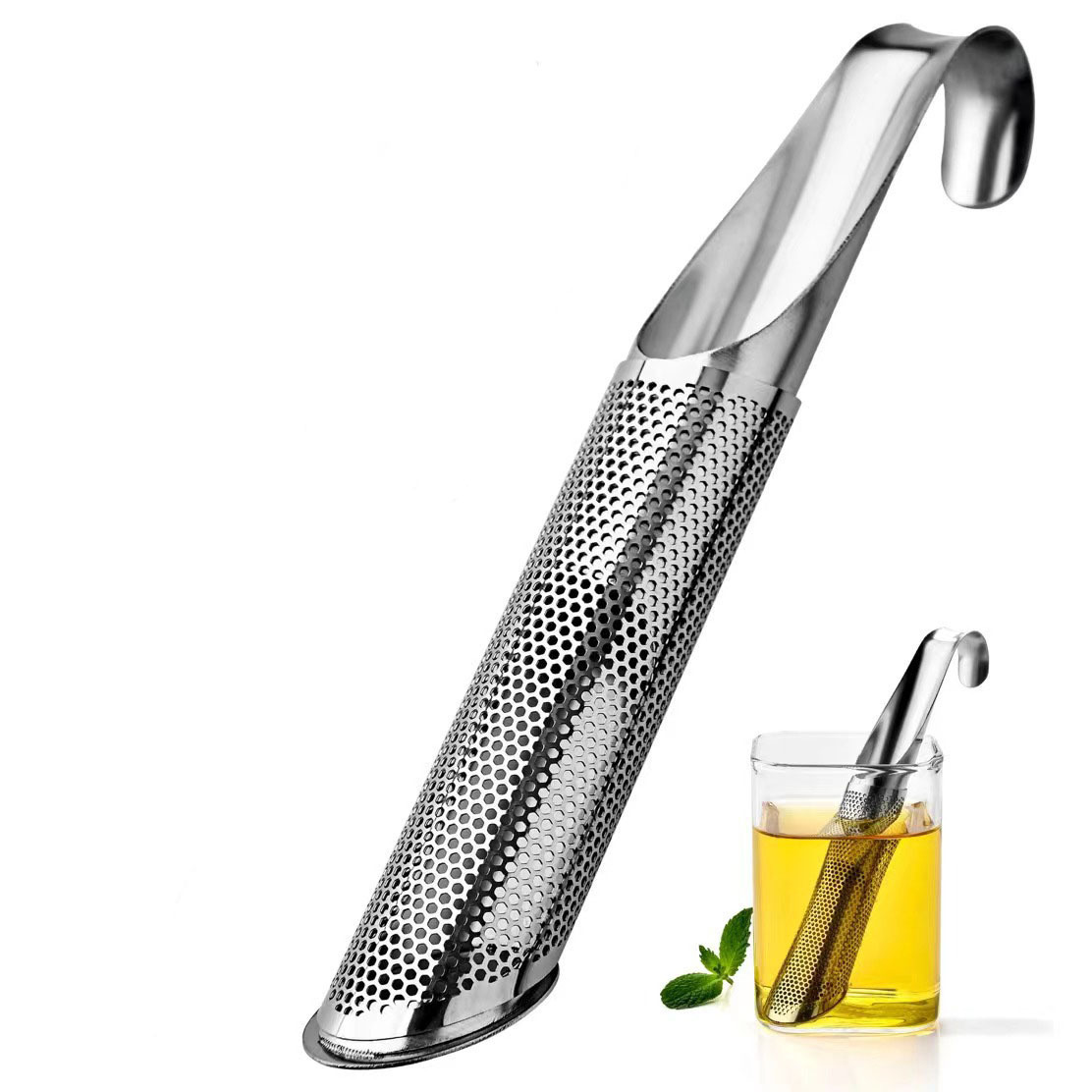 Stainless Steel Flower Tea Stick Infuser Loose Leaf Tea Tube Filter Cylindrical Mesh Tea Filter