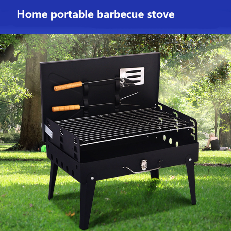 Mini Outdoor Folding Barbecue Grill Stove With Barbecue Toolbox Type Oven BBQ Barbecue Rack Charcoal Grill