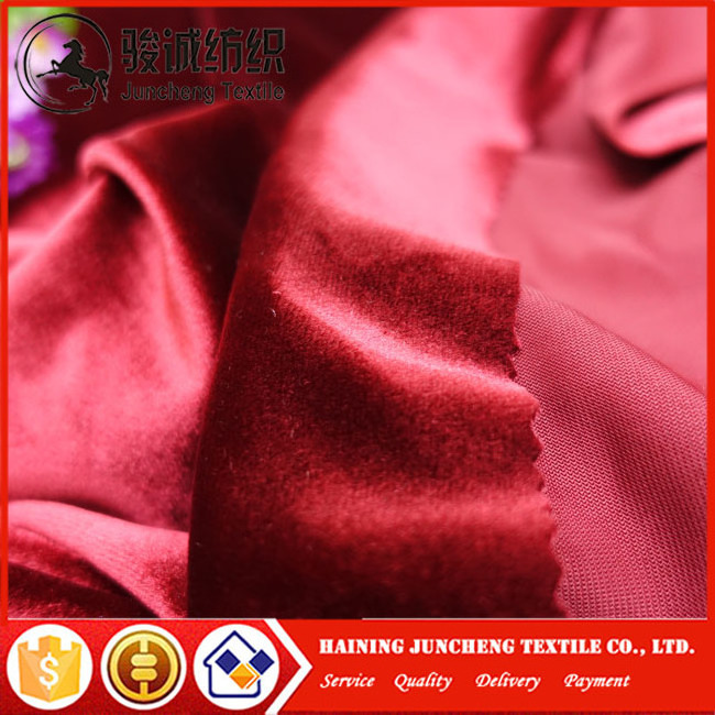 Chinese red shiny fabric high quality silk dress velvet fabric